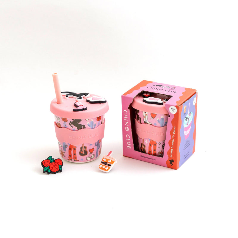 Chino Charm Keep Cup 8oz (240ml) with Charms and Straw | Cowgirl