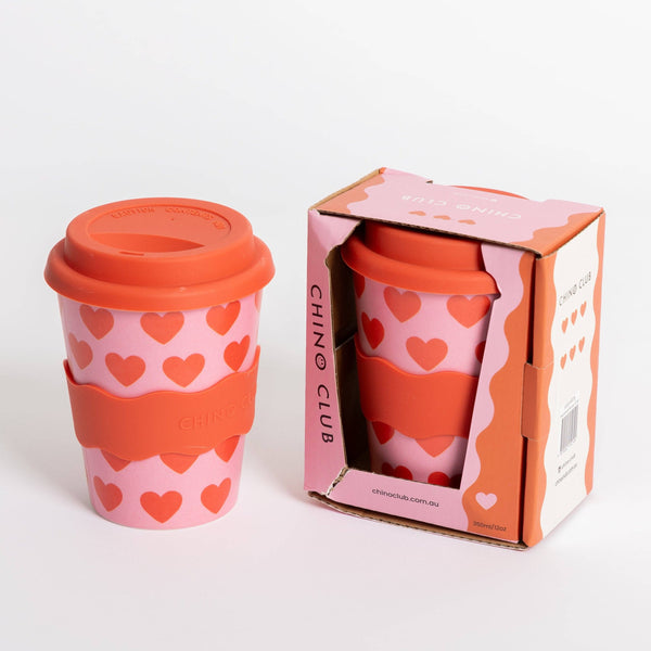 Adult Reusable Bamboo Coffee Cup 12oz (350ml) | Hearts