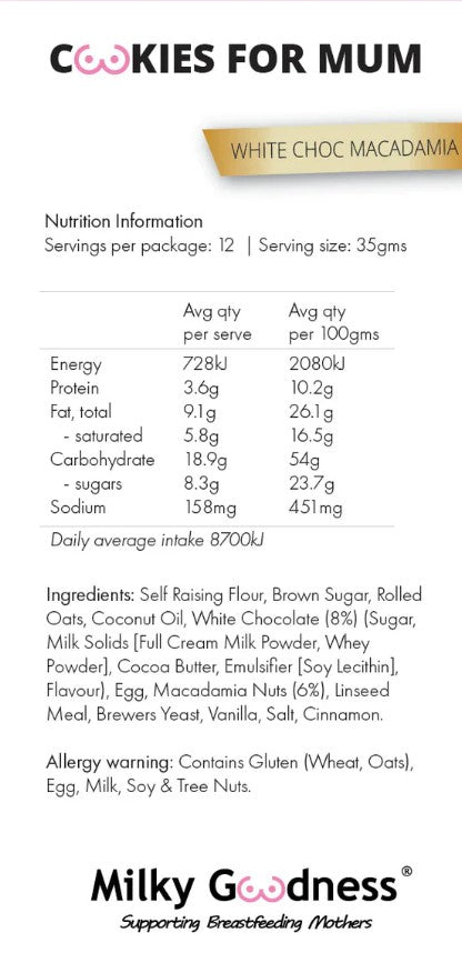 White Chocolate Chip & Macadamia Lactation Cookies