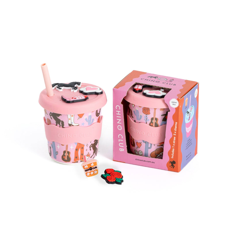 Chino Charm Keep Cup 8oz (240ml) with Charms and Straw | Cowgirl