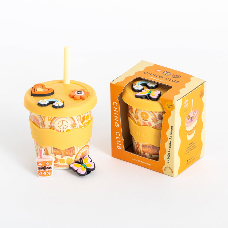 Chino Charm Keep Cup 8oz (240ml) with Charms and Straw | Retro