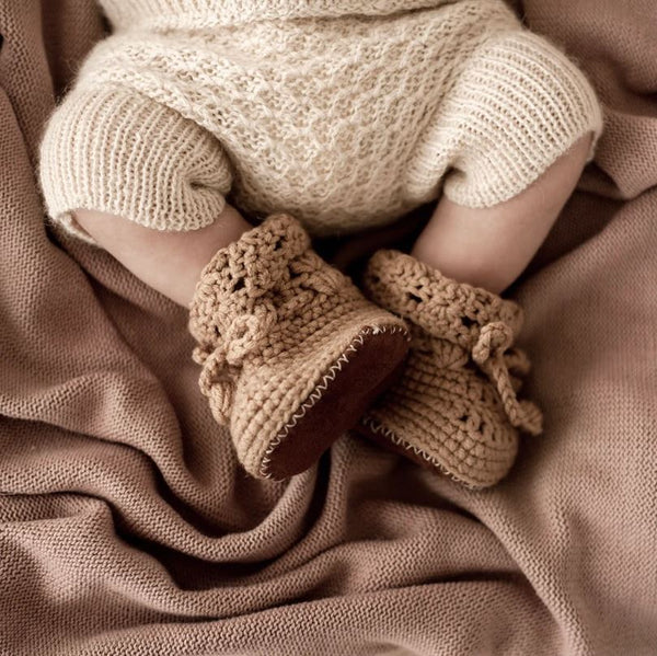 Knit Suede Bottom Booties | Camel